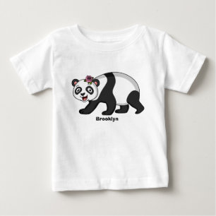 Cute happy panda bear with flower cartoon baby T-Shirt