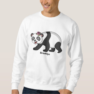 Cute happy panda bear with flower cartoon sweatshirt
