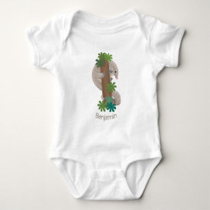 Cute happy pangolin anteater illustration baby bodysuit