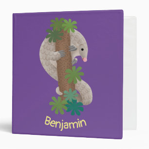 Cute happy pangolin anteater illustration binder