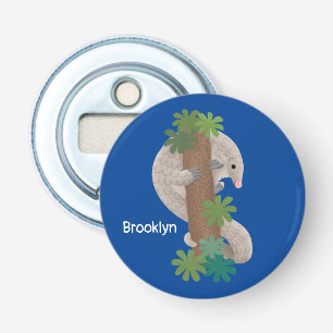 Cute happy pangolin anteater illustration bottle opener