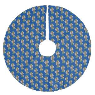Cute happy pangolin anteater illustration brushed polyester tree skirt