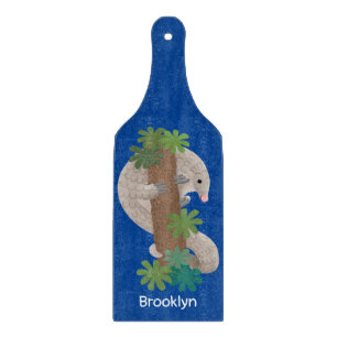 Cute happy pangolin anteater illustration cutting board