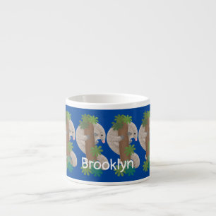 Cute happy pangolin anteater illustration espresso cup
