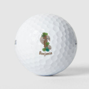 Cute happy pangolin anteater illustration golf balls