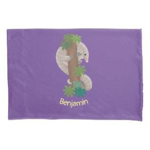 Cute happy pangolin anteater illustration pillowcase