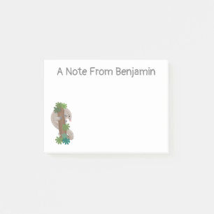 Cute happy pangolin anteater illustration post-it notes
