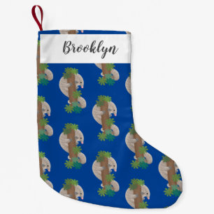 Cute happy pangolin anteater illustration small christmas stocking