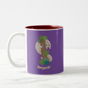 Cute happy pangolin anteater illustration Two-Tone coffee mug