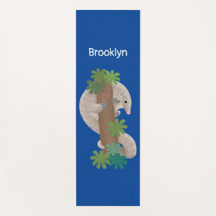 Cute happy pangolin anteater illustration yoga mat