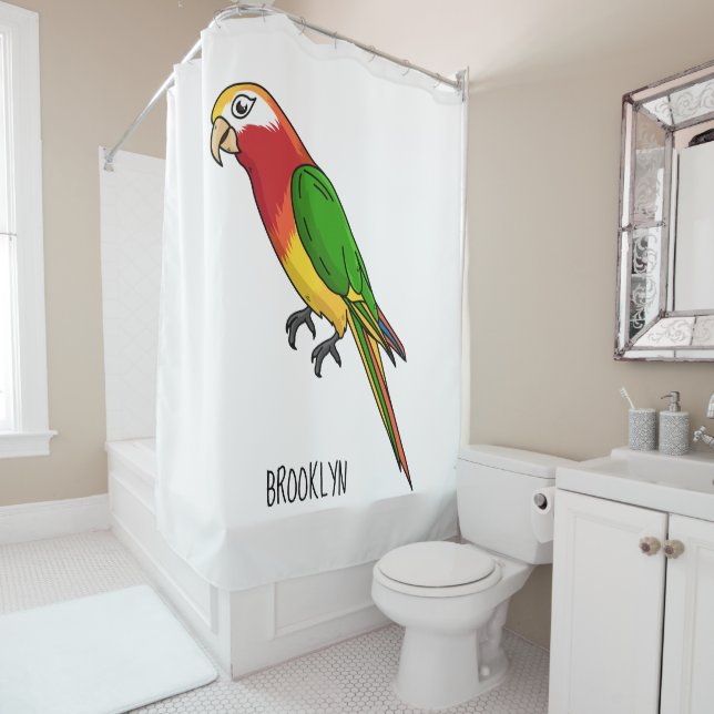 Cute happy parrot cartoon illustration (In Situ)