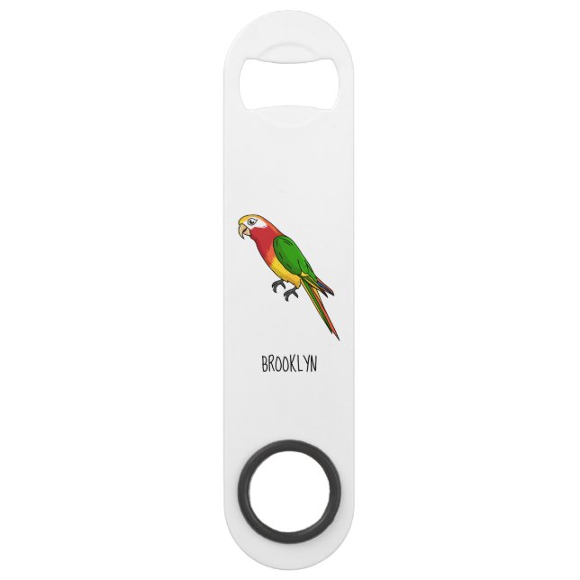 Cute happy parrot cartoon illustration bar key (Front)