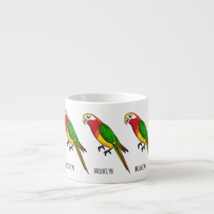 Cute happy parrot cartoon illustration espresso cup