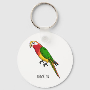 Cute happy parrot cartoon illustration keychain