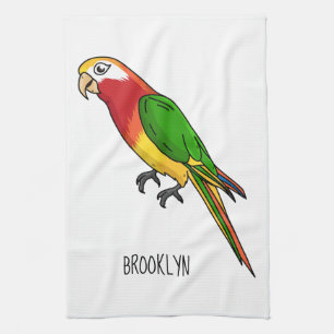 Cute happy parrot cartoon illustration kitchen towel