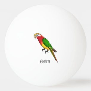 Cute happy parrot cartoon illustration ping pong ball