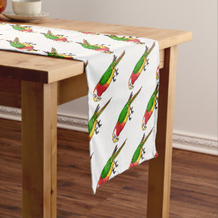 Cute happy parrot cartoon illustration short table runner