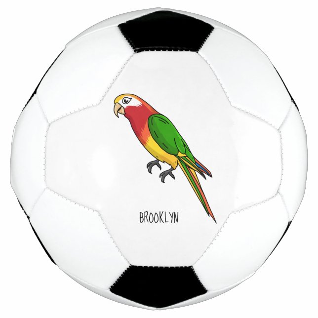 Cute happy parrot cartoon illustration soccer ball (Front)