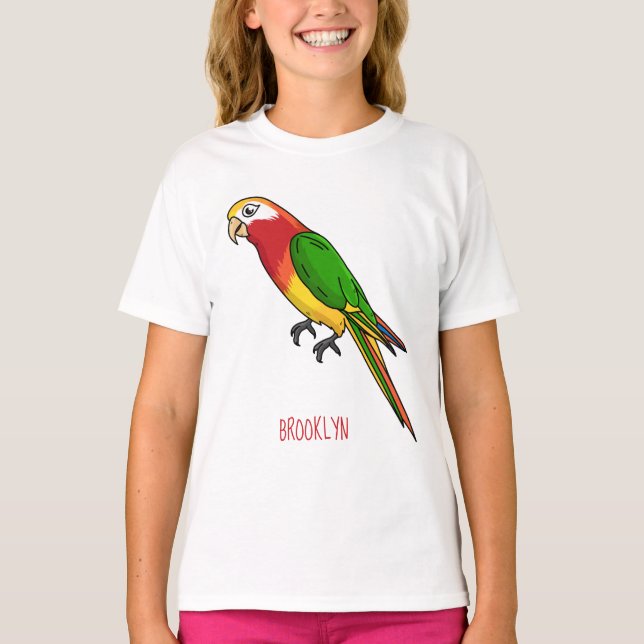 Cute happy parrot cartoon illustration T-Shirt (Front)