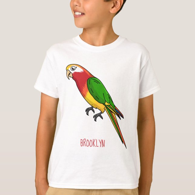 Cute happy parrot cartoon illustration T-Shirt (Front)