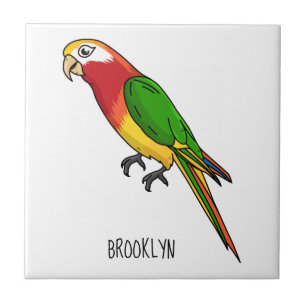 Cute happy parrot cartoon illustration tile