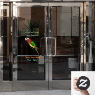 Cute happy parrot cartoon illustration window cling