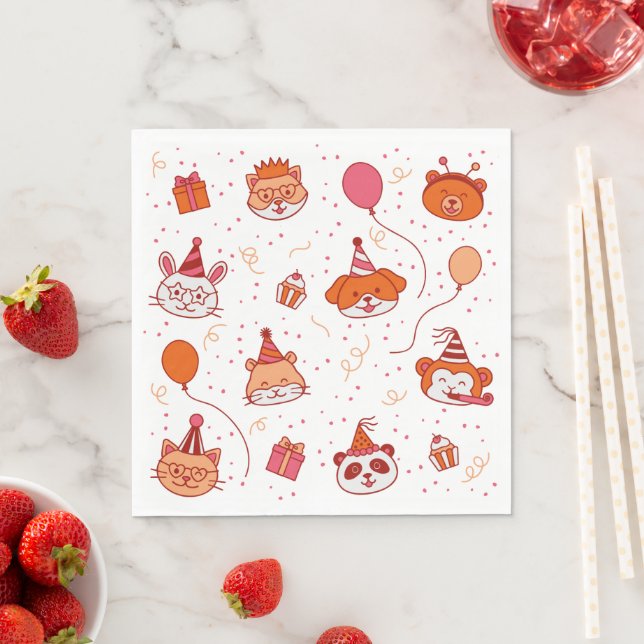 Cute happy party animals paper Napkin (Insitu)