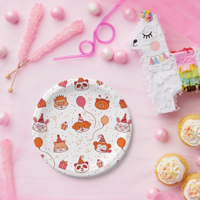 Cute happy party animals party plate (Party)