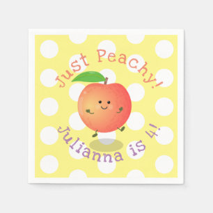 Cute happy peach cartoon personalised birthday napkin