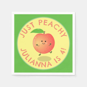 Cute happy peach cartoon personalized birthday napkin