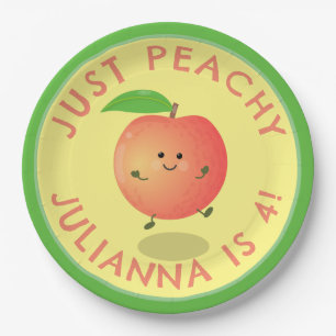 Cute happy peach cartoon personalized birthday paper plate