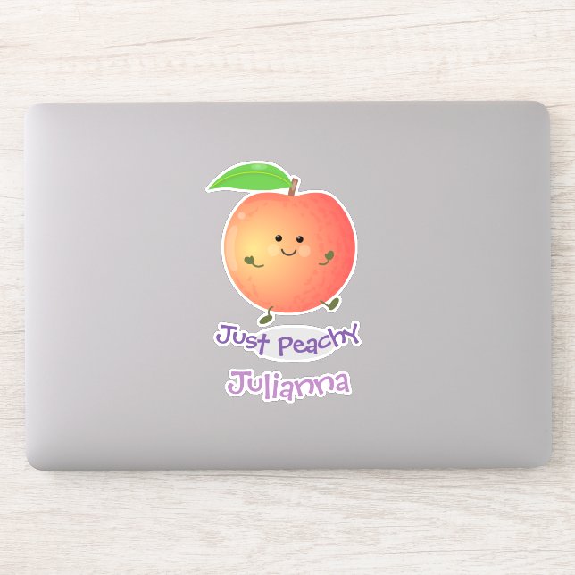Cute happy peach just peachy cartoon illustration (Computer)