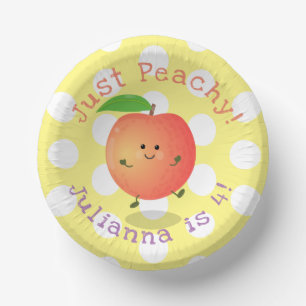 Cute happy peach summer cartoon illustration paper plate