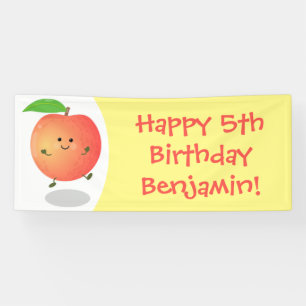Cute happy peach yellow cartoon banner