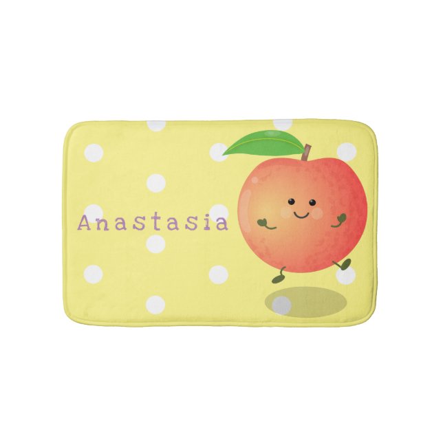 Cute happy peach yellow cartoon bath mat (Front)