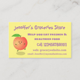 Cute happy peach yellow cartoon business card