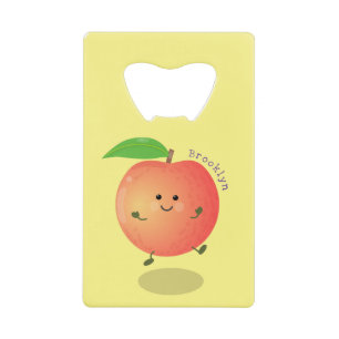 Cute happy peach yellow cartoon credit card bottle opener