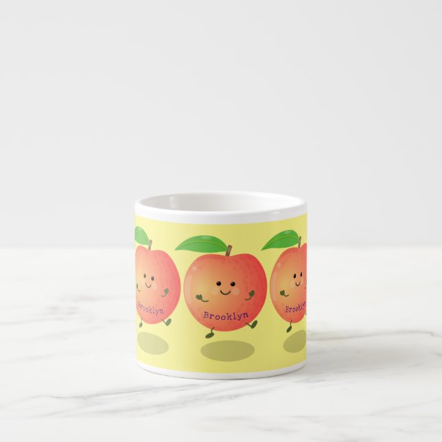 Cute happy peach yellow cartoon espresso cup (Front)
