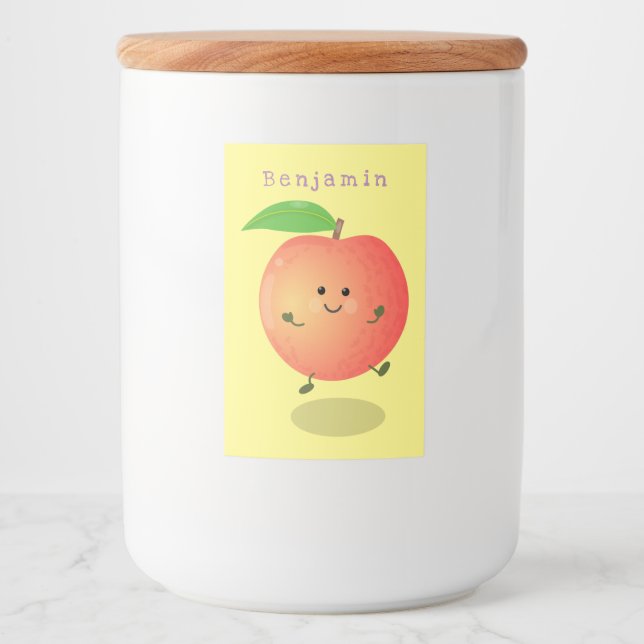 Cute happy peach yellow cartoon food label (Front)