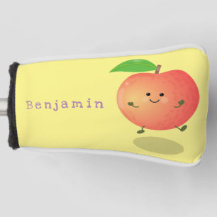 Cute happy peach yellow cartoon golf head cover