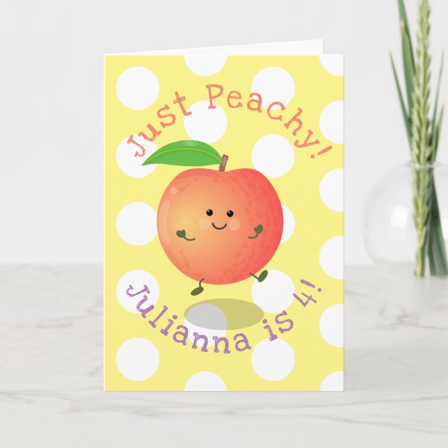 Cute happy peach yellow cartoon illustration card (Front)
