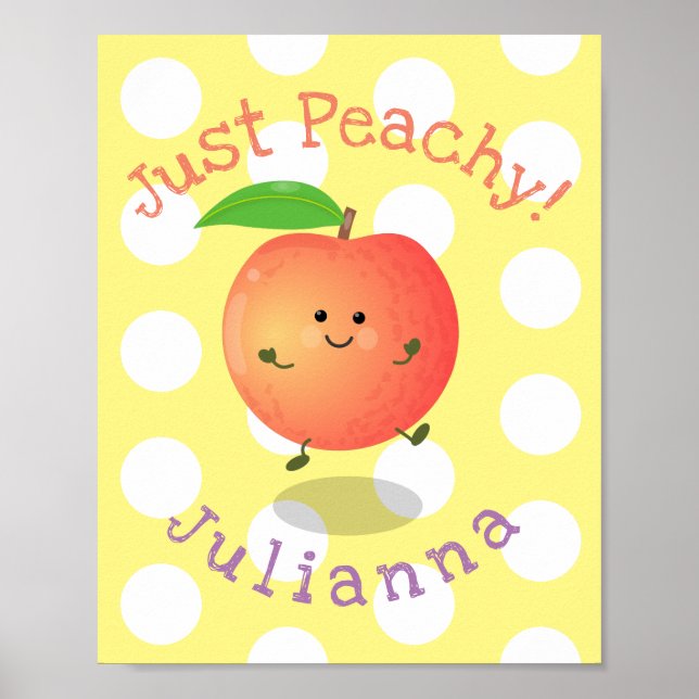 Cute happy peach yellow cartoon illustration poster (Front)