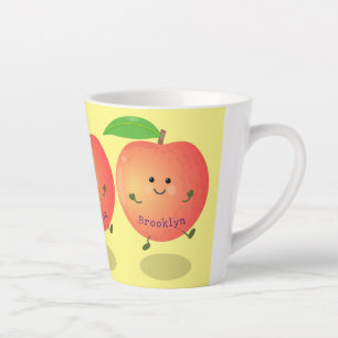 Cute happy peach yellow cartoon latte mug