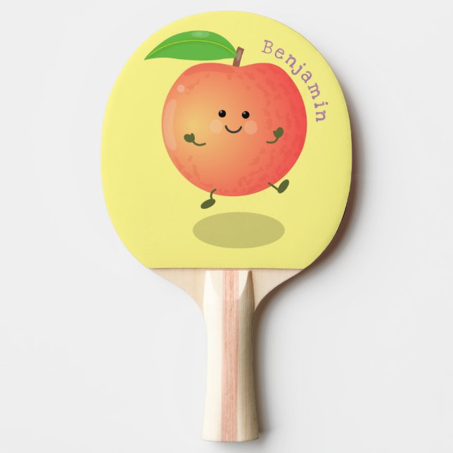 Cute happy peach yellow cartoon ping pong paddle (Front)