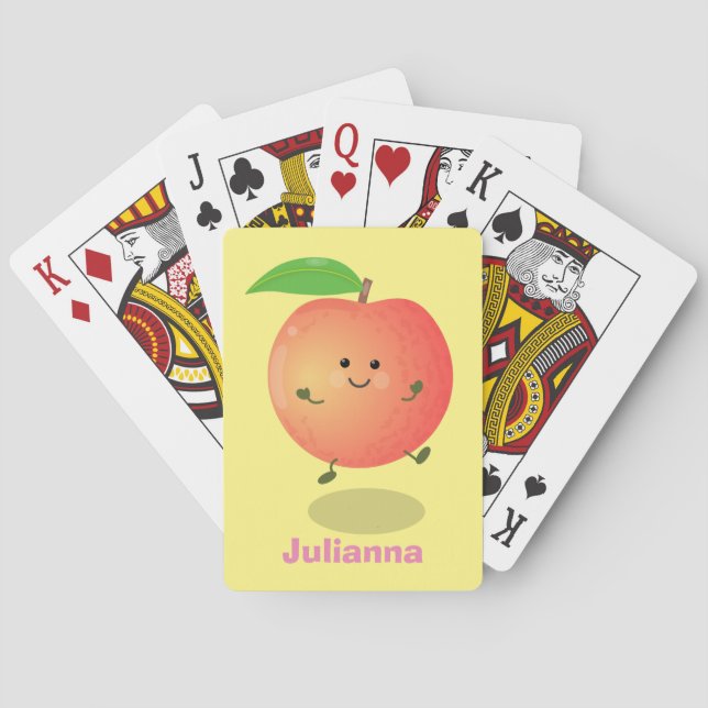 Cute happy peach yellow cartoon playing cards (Back)
