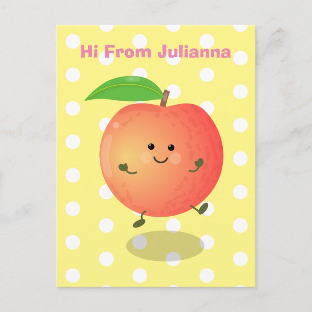 Cute happy peach yellow cartoon postcard (Front)