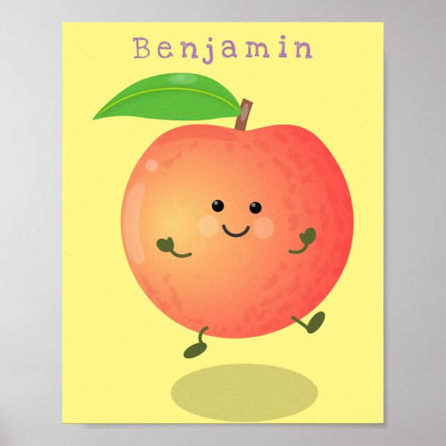 Cute happy peach yellow cartoon poster (Front)