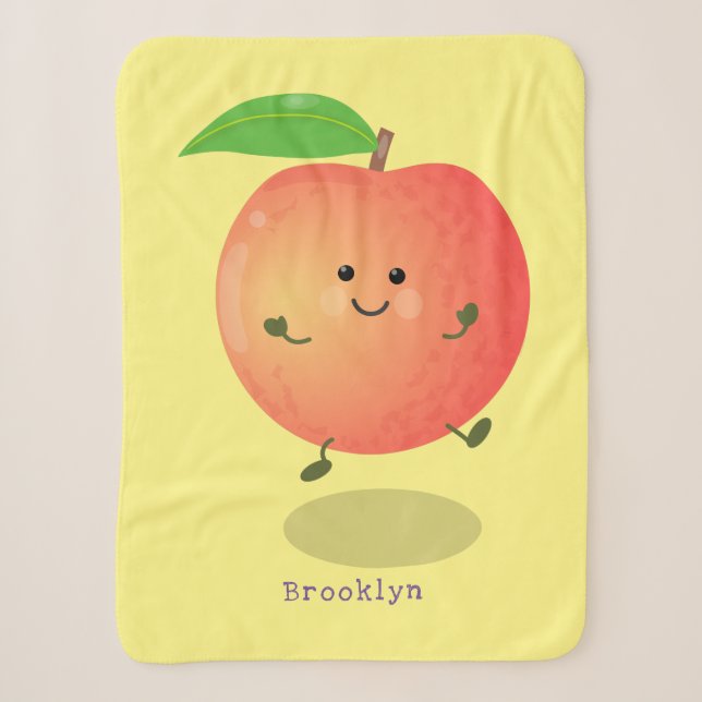 Cute happy peach yellow cartoon sherpa blanket (Front)