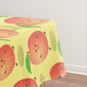 Cute happy peach yellow cartoon tablecloth