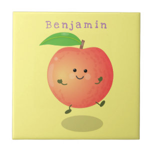 Cute happy peach yellow cartoon tile